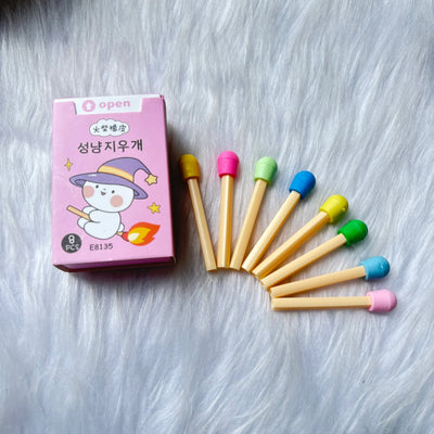 Premium match box erasers set of 8 (only tip is eraser)