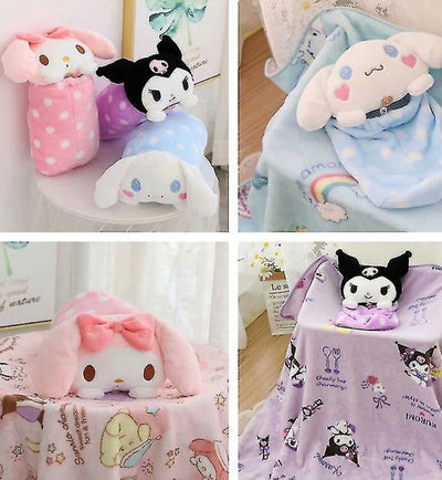 Kuromi and Cinnamon roll blanket plus pillow (small blanket)