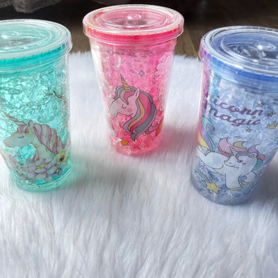 Unicorn flat top sipper with straw 450ml