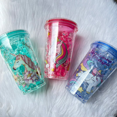 Unicorn flat top sipper with straw 450ml
