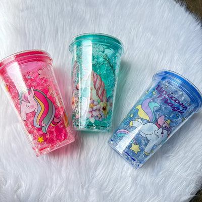 Unicorn flat top sipper with straw 450ml
