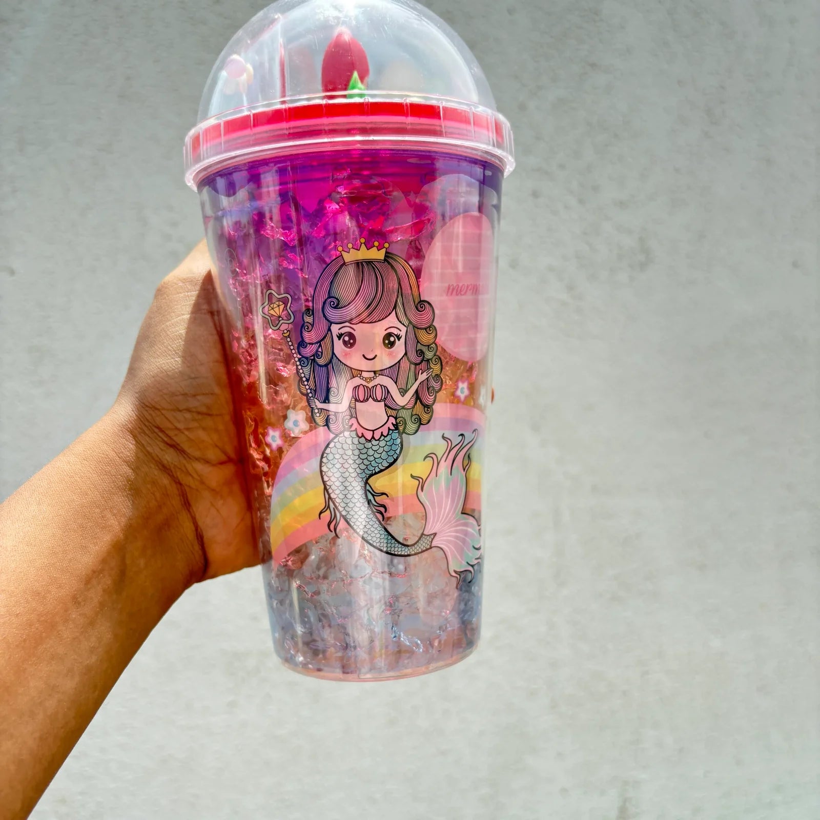 Premium mermaid sippers with straw and box packing 450ml