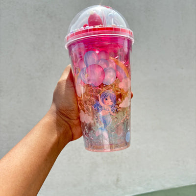 Premium mermaid sippers with straw and box packing 450ml