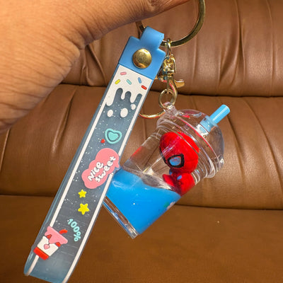 Spider Man in sipper water glitter keychain