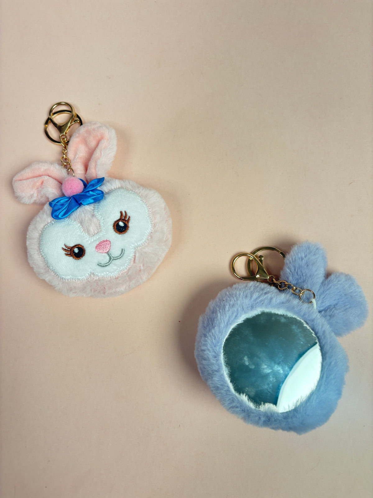 Rabbit fur mirror/bag charm
