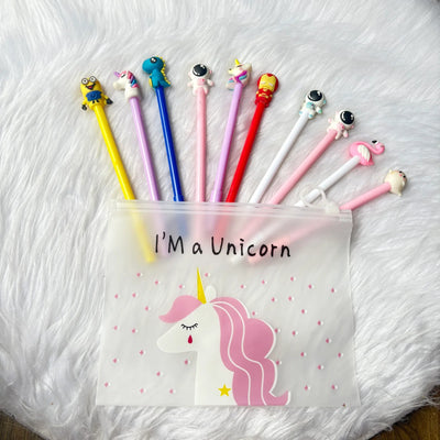 Set of 10 random pens in a pouch (might be different from pic)