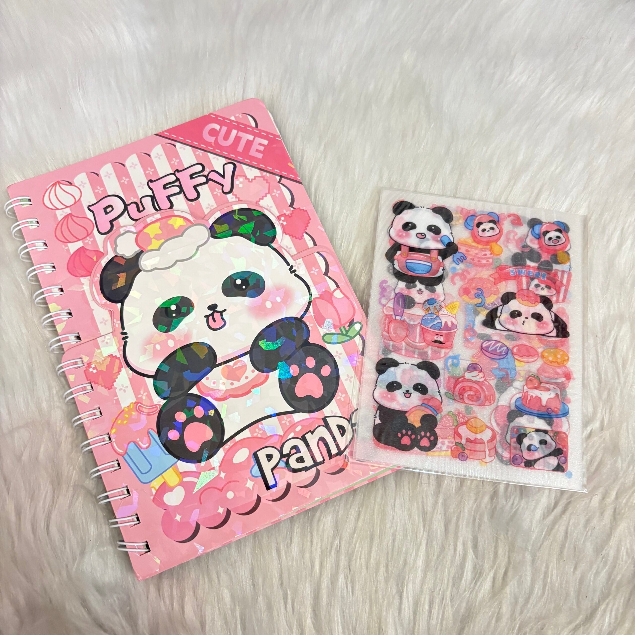 Two layered panda diaries with Sticker sheets
