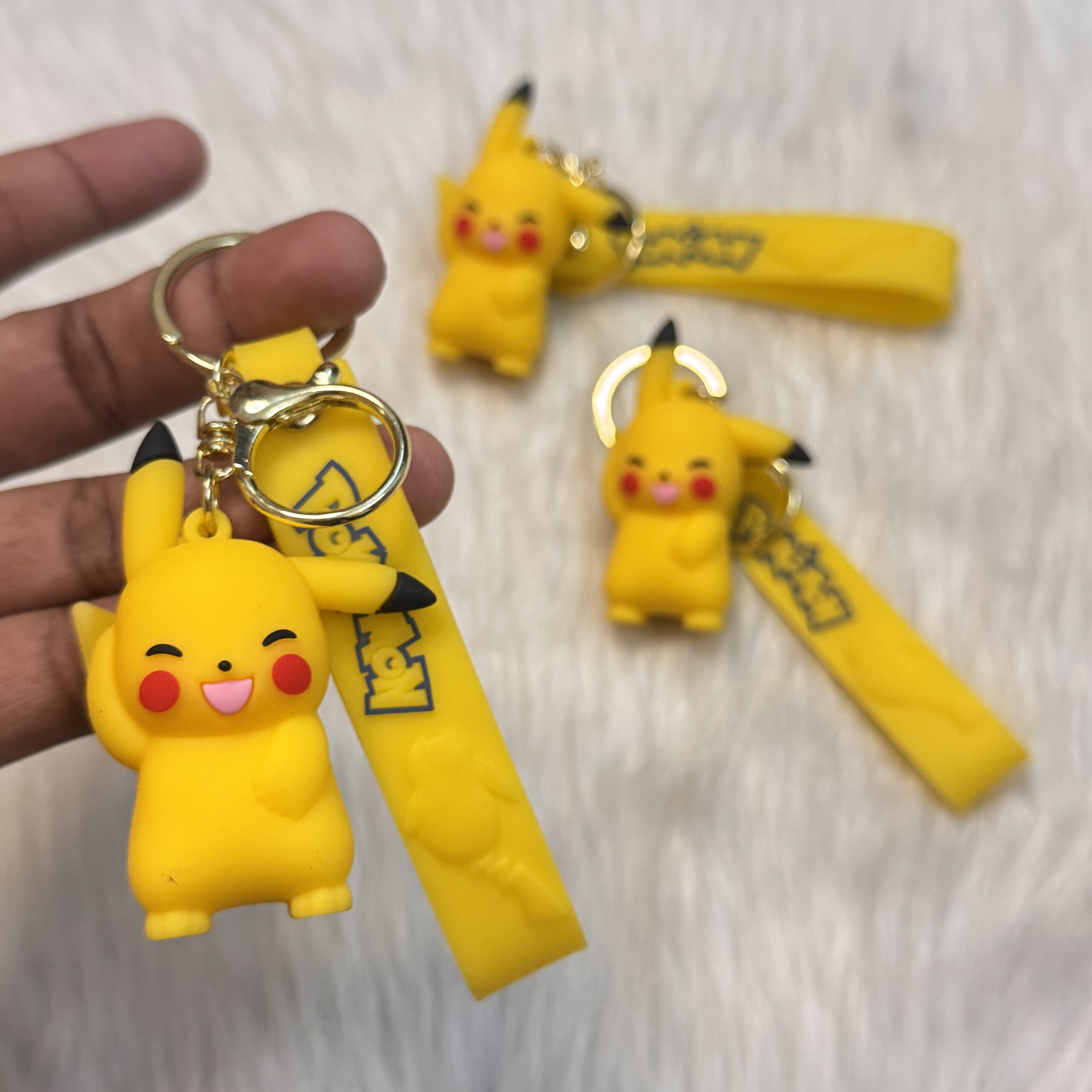 Shy pikachu keychain