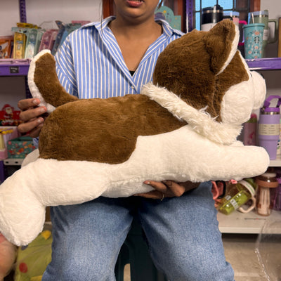 Brown Husky Blanket Plush Toy