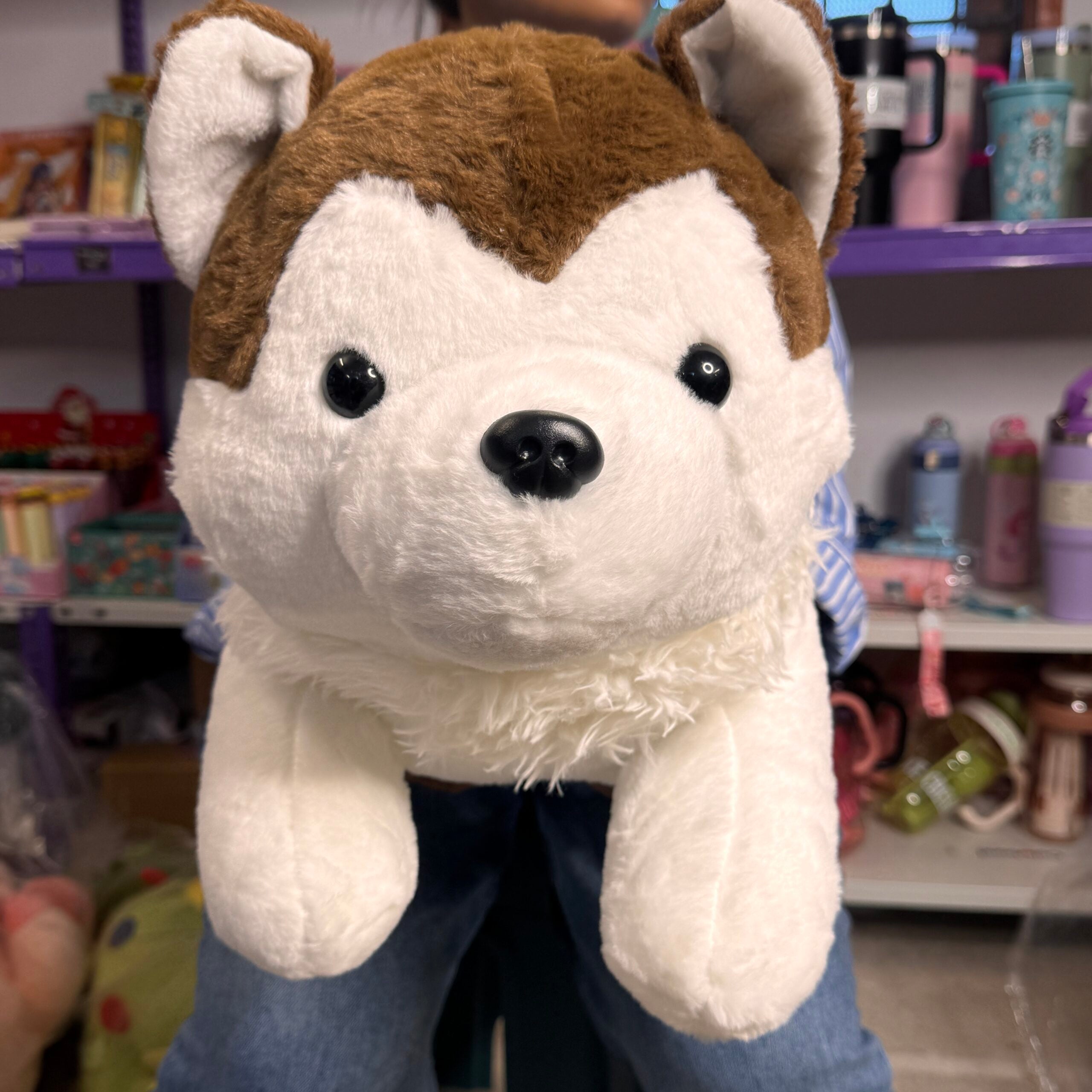 Brown Husky Blanket Plush Toy