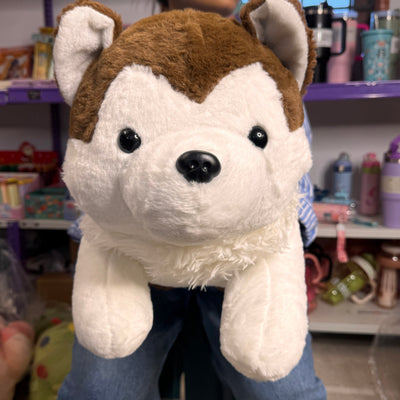 Brown Husky Blanket Plush Toy