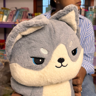 Grey Husky Blanket Plush Toy