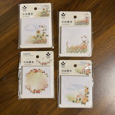 Floral print sticky notes pad