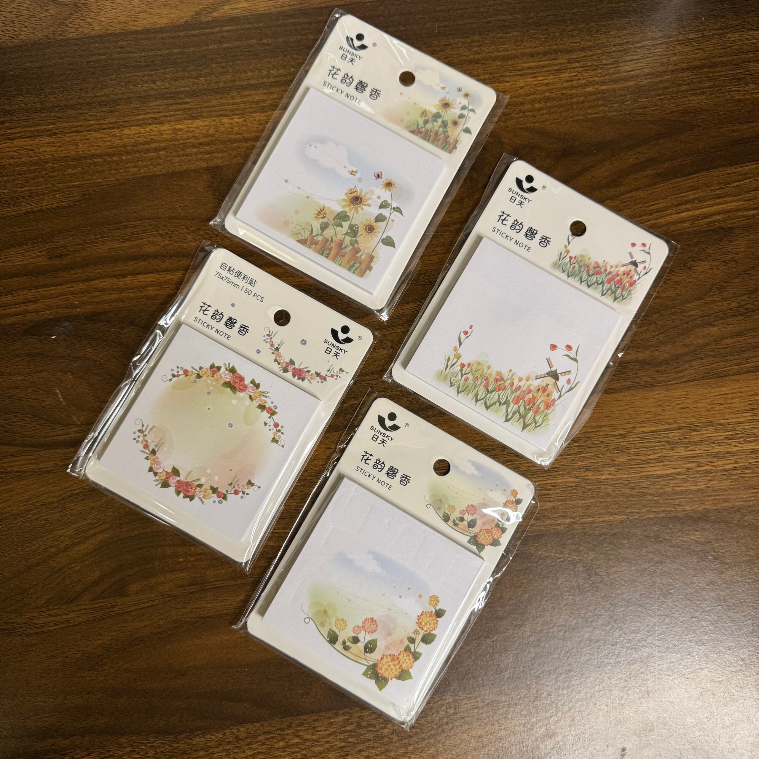 Floral print sticky notes pad