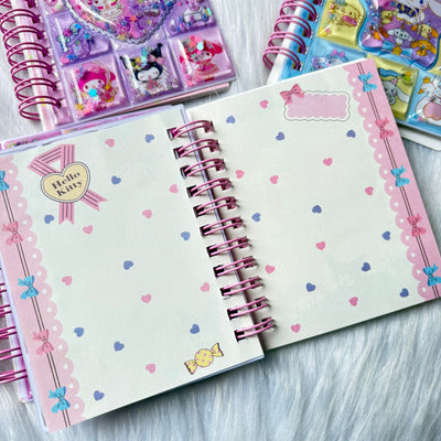 Premium water glitter diary with sticker sheets A6 size random colours