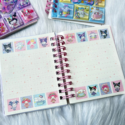 Premium water glitter diary with sticker sheets A6 size random colours