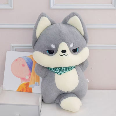 Grey Husky Blanket Plush Toy