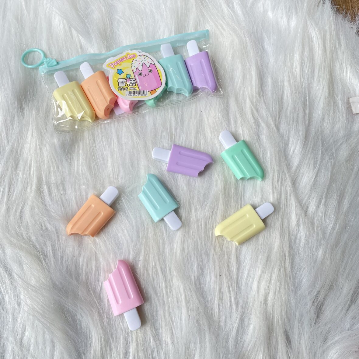 Ice cream highlighter set of 6 in a pouch