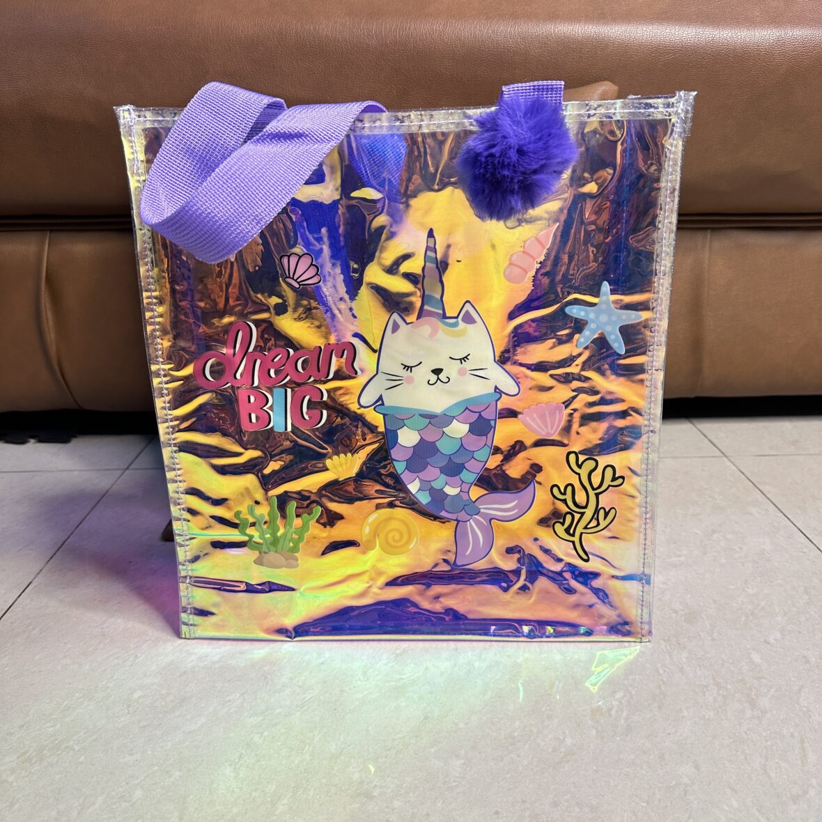 Cute holographic tote bag
