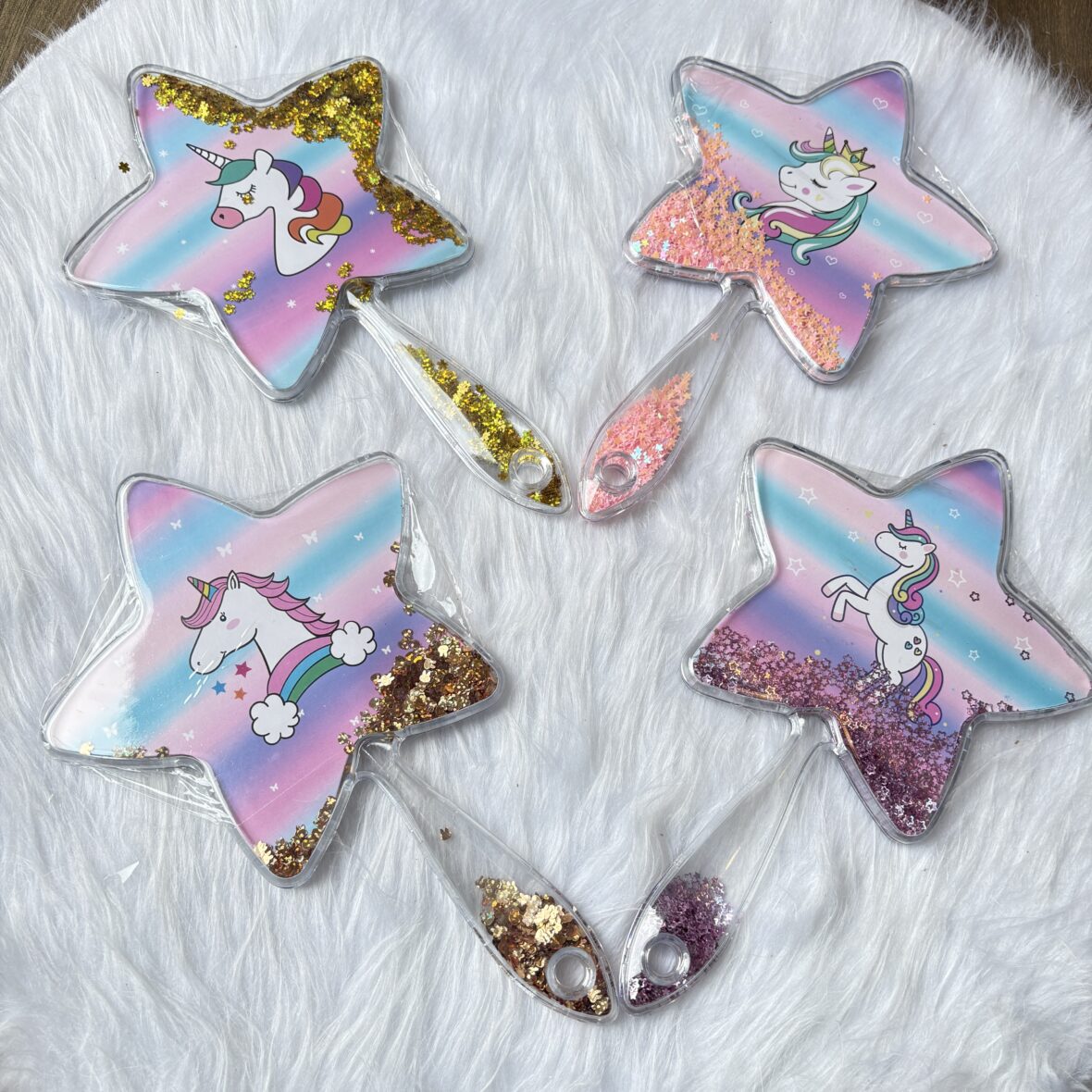Star Shape Unicorn Makeup Mirror with moving glitters(Random)