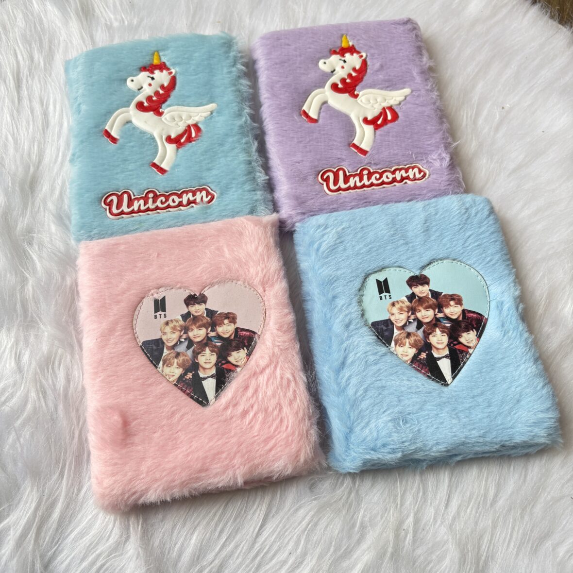 Unicorn and BTS Fur Ruled Notebooks
