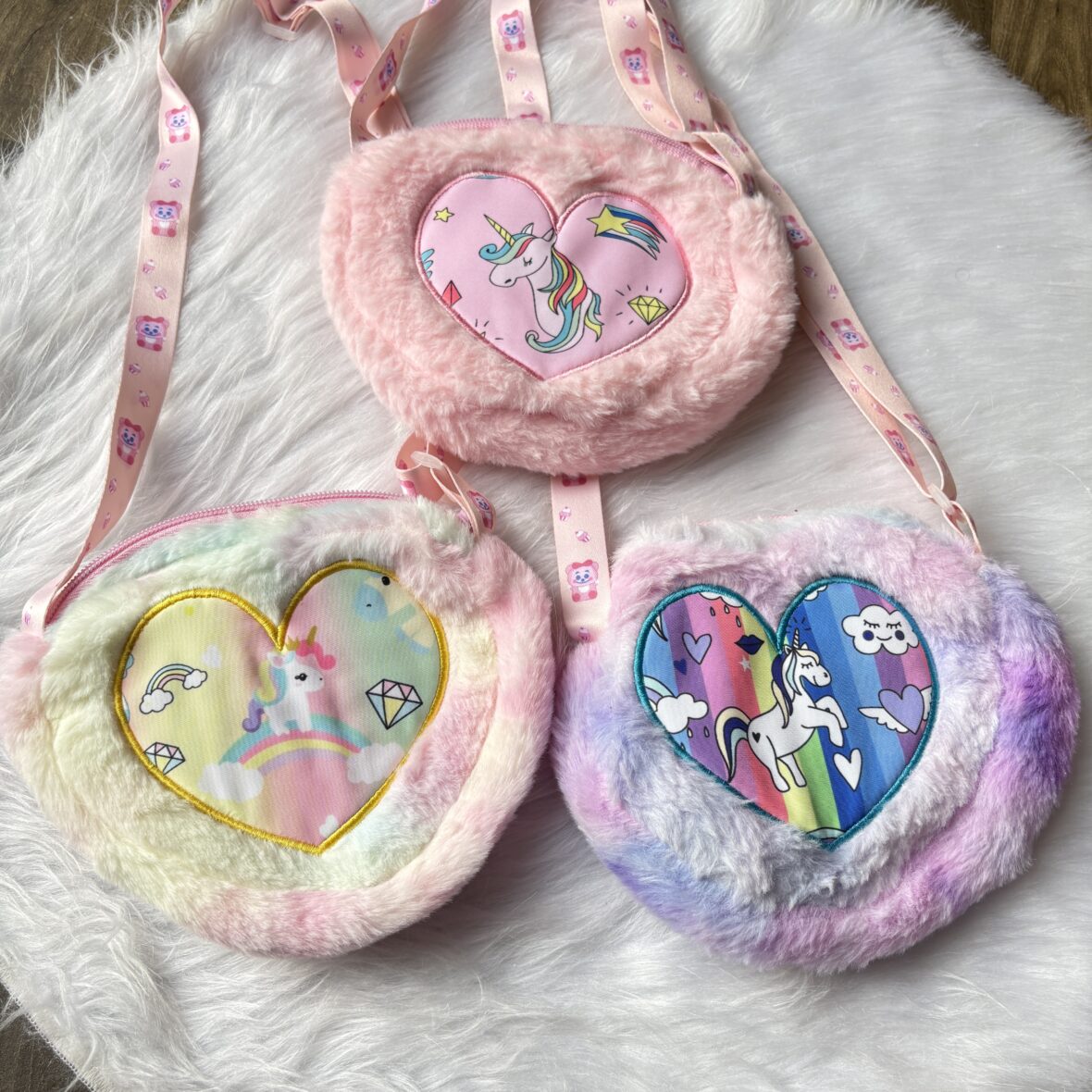Unicorn fur sling bag