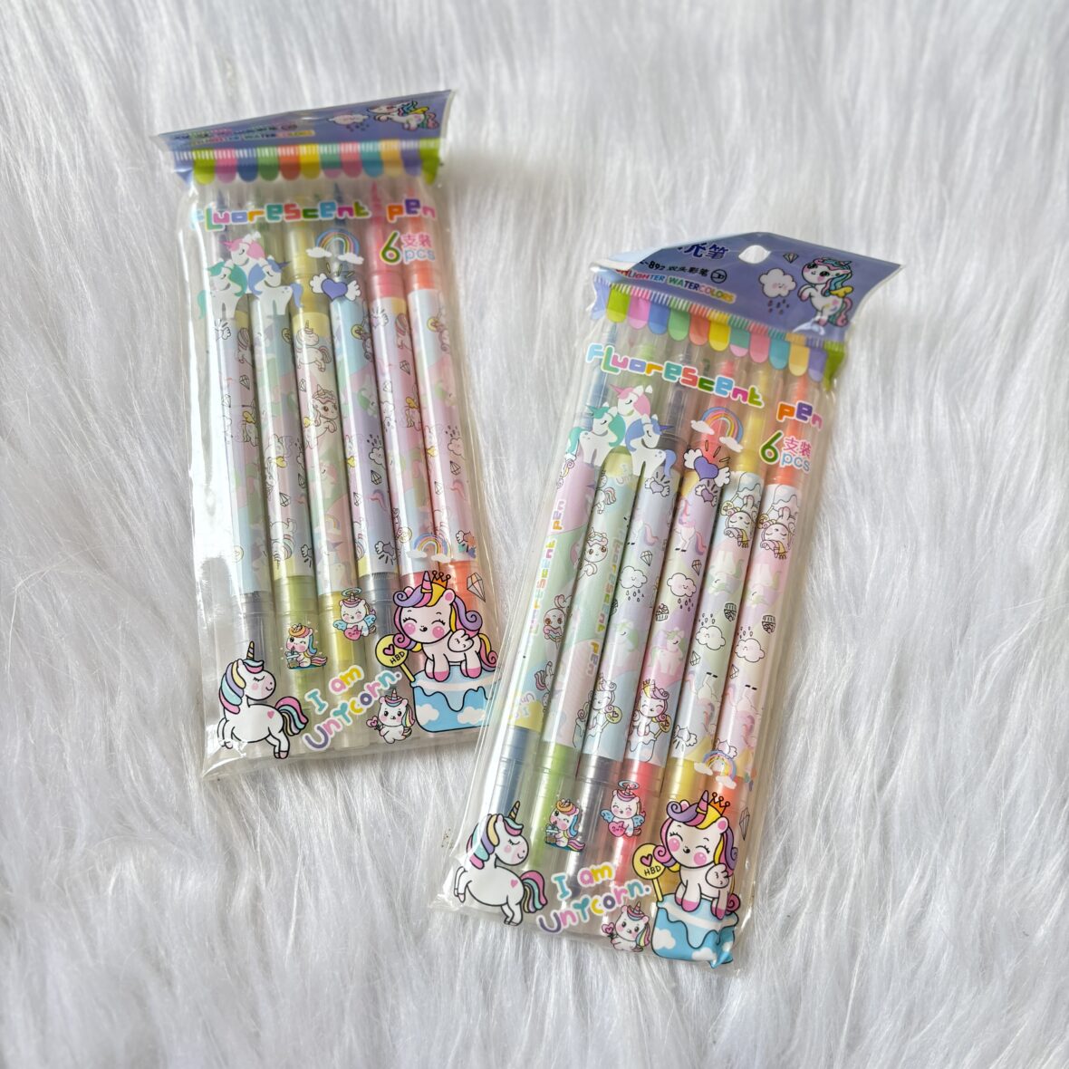 Dual tip unicorn highlighter pack set of 6