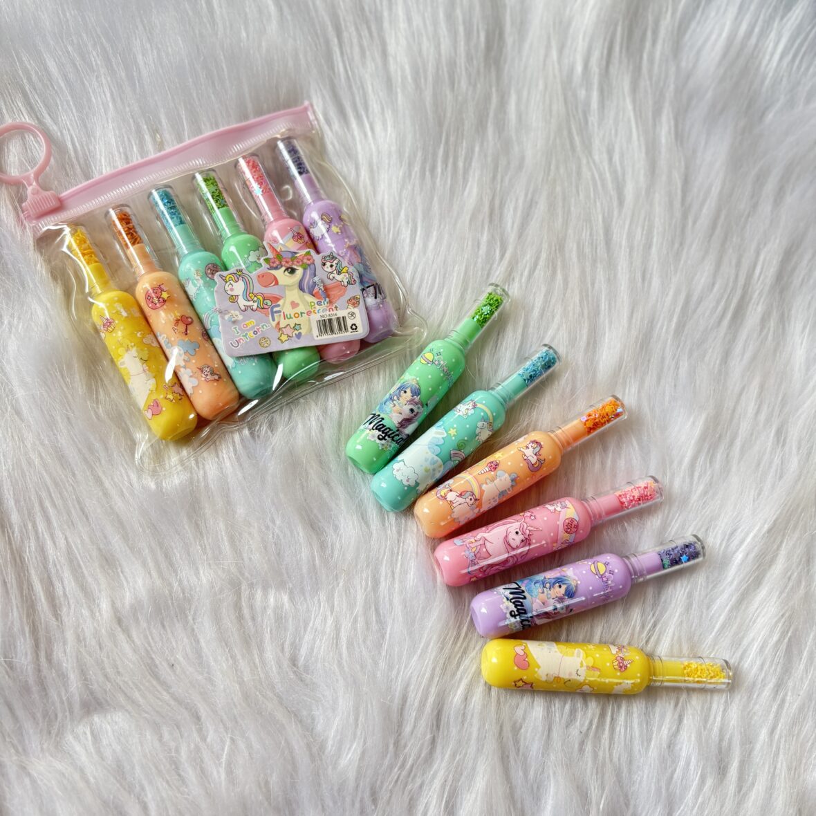 Unicorn theme wine bottle highlighter set of 6 in a pack