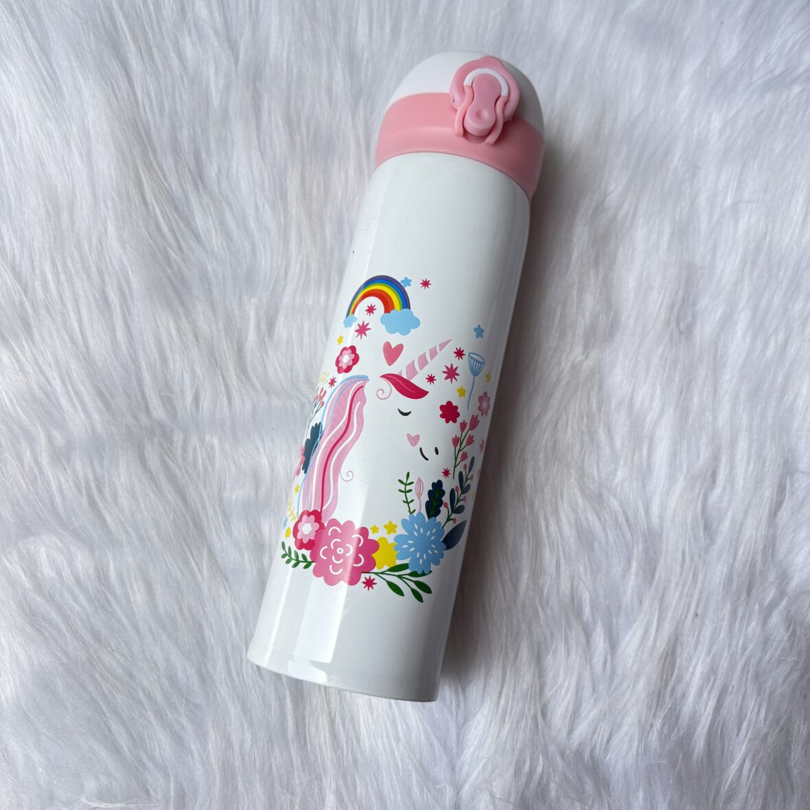 Unicorn steel flask bottle half litre (pattern of unicorn will vary)