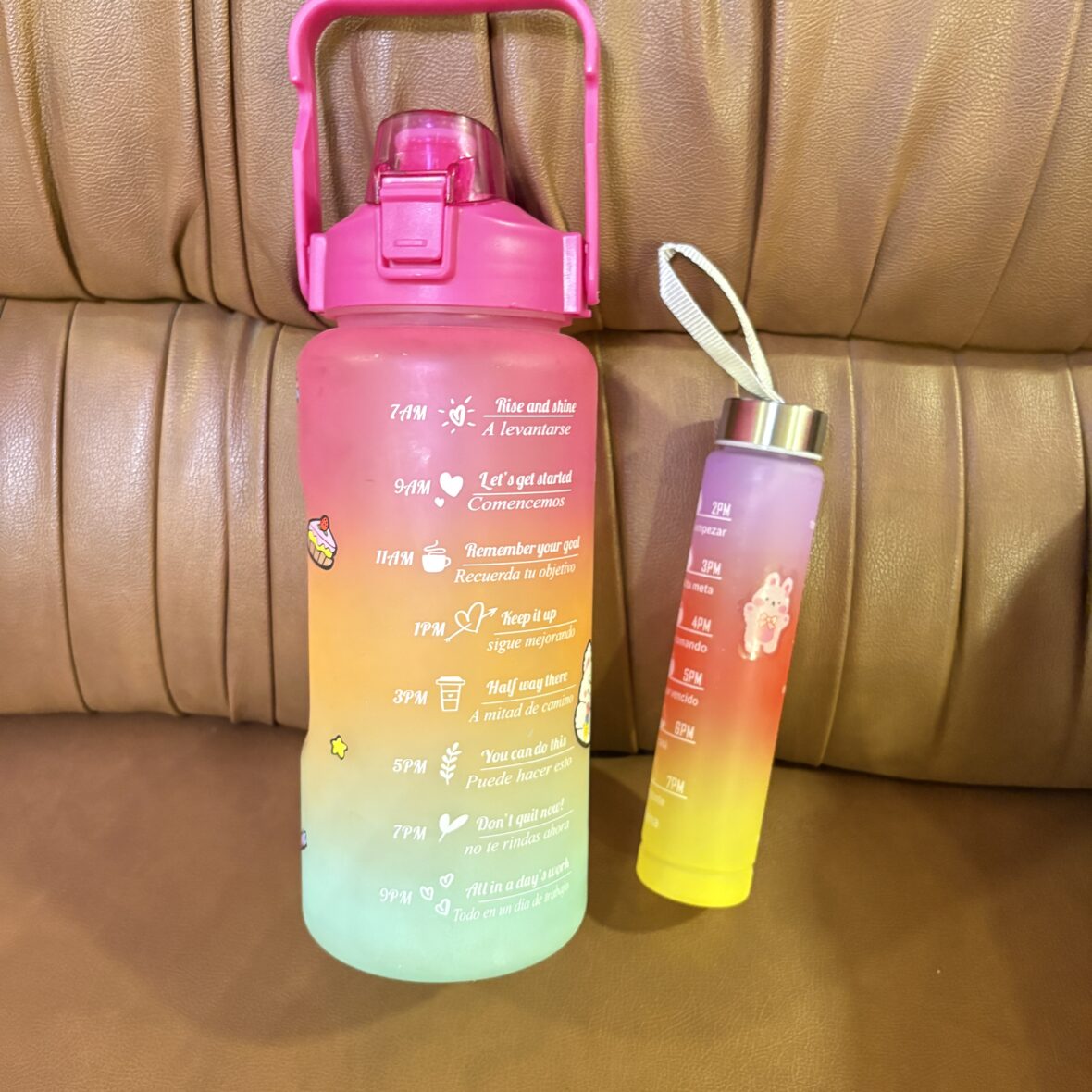 Set of 2litre and 300 mL cute bottles with stickers